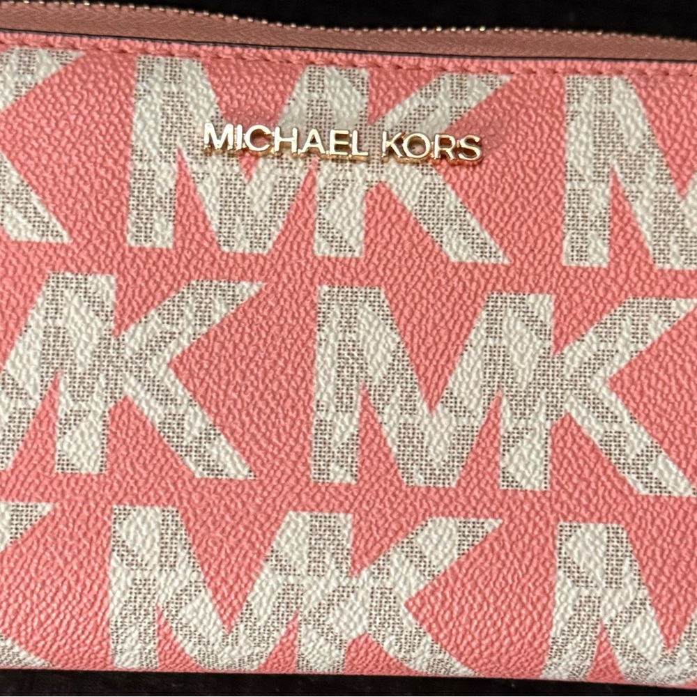 Michael Kors Pink and White MK Cosmetic Bag